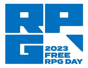 Graphic: Stylized Blue and White logo that reads 2023 Free RPG Day