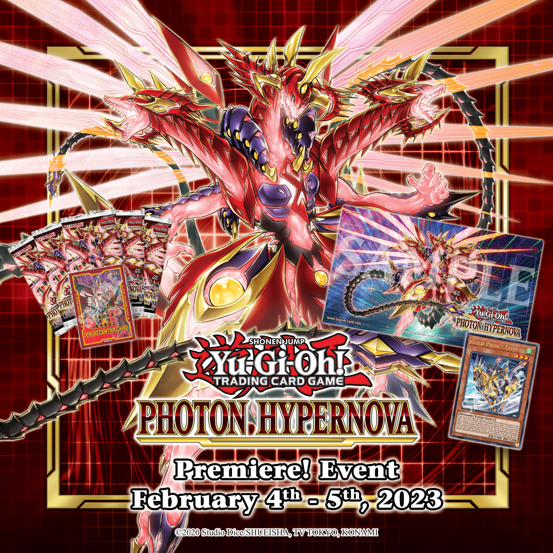 Logo for Yu-Gi-Oh! Photon Hypernova with promo cards.