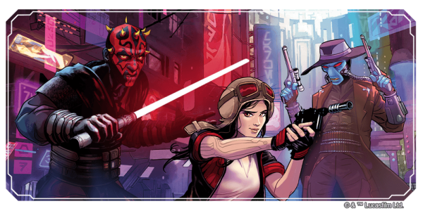 Darth Maul, Doctor Aphra, and Cad Bane from Star Wars in action poses.