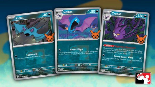 Three Pokeween promo cards: Zubat, Golbat, and Crobat
